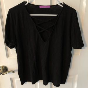 Black Criss Cross T-Shirt
